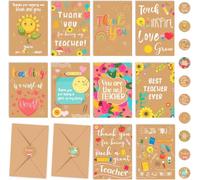 Giftinghouse 10 Thank You Teacher Cards Multipack with Envelopes and Stickers - 10 Unique Designs for Men and Women - Blank Inside - Teachers Christmas Cards (Pack of 20)