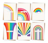 Giftinghouse 12 Thank You Teacher Cards Multipack with Envelopes - 6 Rainbow Designs. 10 x 15 cm. Blank Inside for Teachers, Wedding, Kids. Made in the UK