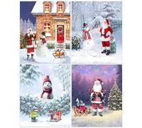 Giftinghouse 16 Christmas Cards Multipack 2025 - Santa & Snowman Xmas Cards Pack - 15 x 10 cm - Festive Greeting Cards for Family, Kids & Friends - Made in the UK
