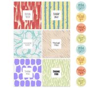Giftinghouse 24 Thank You Cards Multipack with Envelopes & Stickers - 11.5 x 11.5 cm - 6 Assorted Modern Designs Blank Inside - Ideal for Teachers, Weddings & Kids - Made in the UK
