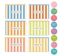 Giftinghouse 30 Thank You Cards Multipack with Envelopes - 6 Pastel Stripe Designs - 15 x 10 cm - Blank Inside - Ideal for Teacher, Wedding, Kids & Christmas - Made in the UK