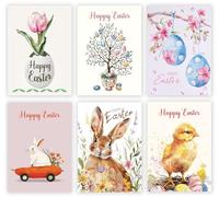 Giftinghouse Easter Cards Multipack of 6/12 - Happy Easter Cards with Envelopes Featuring 6 Unique Mixed Designs, Eco-friendly Blank Inside Greeting Card for kids & Family (12)