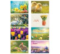Giftinghouse Easter Cards Multipack of 8/16 Happy Easter Cards with Stickers and Envelopes, 8 Unique Traditional Designs, Eco-Friendly Greeting Cards, Made in the UK (16 Pack)