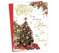 Giftinghouse Mum Christmas Card - Gold Foil Luxury Festive Design - 22 x 15.5 cm - Mum Xmas Card with Inside Greeting - Made in the UK.