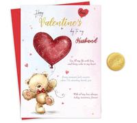 Giftinghouse Valentines Card For Husband - Foiling, Inside Print with Gold Sticker, Ideal Size 22x15.5 cm, 350 GSM, Made in the UK