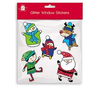 Gift Maker 5 Xmas Christmas Glitter Characters Window Decorations Static Cling Stickers