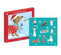 Giftmaker Boxed Christmas Cards Pack - 10 Square Family Xmas Cards with Envelopes - Two Coordinating Festive Dog Designs - Recycled Eco Friendly Christmas Card Set