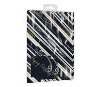 Giftmaker Brush Stroke Happy Birthday Gift Wrap Sheets (Pack Of 2) Black/white (One Size)