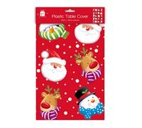 Giftmaker Children's Christmas Santa, Snowman, Penguin & Reindeer Plastic Table Cover 120 x 180cm