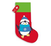 Giftmaker Childrens Novelty Christmas Stocking Red & Green Penguin Design