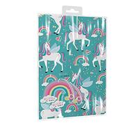 Giftmaker Childrens Unicorn and Rainbow Design Wrapping Paper Inc 2 Sheets & 2 Tags