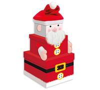 Giftmaker Christmas 3 Piece Stacking Gift Boxes Nested Santa Design