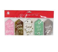 Giftmaker Christmas Large Luggage Style Gift Tags - Contemporary Foiled, 40 Pack