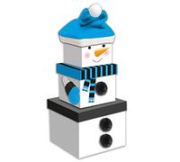 GIFTMAKER Christmas Small 3 Piece Stacking Nested Gift Box Set Snowman Design