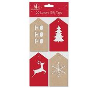 Giftmaker Collection - Pack of 20 Xmas Christmas Kraft Gift Tags, Die-Cut with String