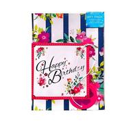 Giftmaker Floral Happy Birthday Gift Wrap And Card Set Multicoloured (One Size)