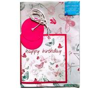 Giftmaker Happy Birthday Gift Wrap And Card Set (Pack Of 5) White/multicoloured (One Size)