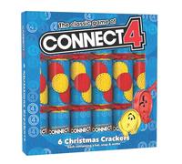 Giftmaker Hasbro Connect 4 Christmas Crackers - Box of 6 Fun 12" Family Party Crackers with Hats Jokes & Classic Game - Novelty Xmas Table Decoration for Adults & Kids