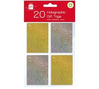 Giftmaker Holographic Gift Tags, Gold & Silver with Metallic Cord - Pack of 20