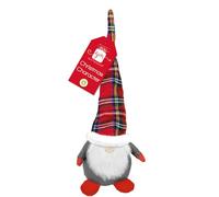 Giftmaker Novelty Gonk Door Stop Grey & Red Tartan Hat Christmas Xmas 36cm