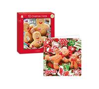 GIFTMAKER Pack 10 Square Christmas Cards 2 Gingerbread Man Designs