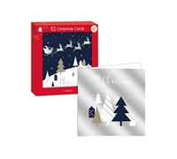 GIFTMAKER Pack 10 Square Christmas Cards 2 Night Before Xmas Designs