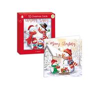 Giftmaker Pack 10 Square Christmas Cards 2 Traditional Snowman Designs