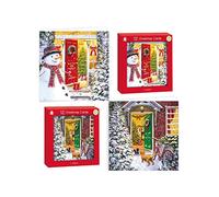 GIFTMAKER Pack 10 Square Christmas Cards 2 Xmas Front Door Designs