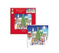 Giftmaker Pack 10 Square Christmas Cards Family Friends 2 Designs Skating & Carol Singing