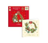 Giftmaker Pack 10 Square Christmas Cards Family Friends 2 Designs Wreaths