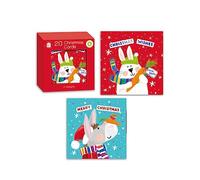 Giftmaker Pack 20 Square Mini Christmas Cards 2 Rabbit & Donkey Designs 10cm
