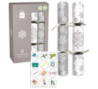 Giftmaker Pack 8 Silver & White Snowflake Novelty Family Christmas Crackers 29cm