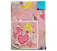 Giftmaker Princess Gift Wrap And Card Set (Pack Of 5) Pink/multicoloured (One Size)