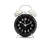 GIFTMARKET Silent Analogue Alarm Clock Double Bell Alarm Clock Black Double Bell Alarm Clock with Night Light No Ticking Alarm 11.7 cm x 16 cm
