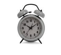 GIFTMARKET Silent Analogue Alarm Clock Double Bell Alarm Clock Grey Double Bell Alarm Clock with Night Light Alarm without Ticking Sound Loud Alarm 11.7 cm x 16 cm