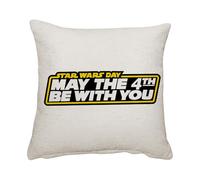 Giftme 4th Birthday Cushion, May The 4th Be with You, Sofa decor, Home Décor, Linen Throw Pillow/Cushion. (Linen Cushion Cover)