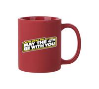 Giftme 4th Birthday Mug, May The 4th Be with You, Full Coloured Frosted Coffee Mug. (Red)