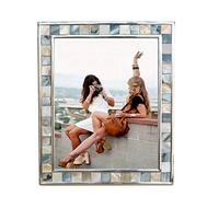 GIFTME 5 Silver Plate Picture Frame 8x10 Mother of Pearl Wall Frame 8x10 Wedding Photo Frame Mosaic Glass Tabletop Picture Frame (Grey, 1pc)