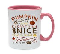 Giftme Autumn's Embrace, Pumpkin Spice and Everything Nice, Inside Coloured Mug, Ceramic Coffee, Tea Mug. (Pink)