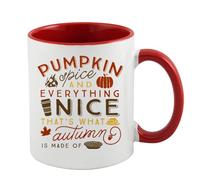 Giftme Autumn's Embrace, Pumpkin Spice and Everything Nice, Inside Coloured Mug, Ceramic Coffee, Tea Mug. (Red)