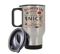 Giftme Autumn's Embrace, Pumpkin Spice and Everything Nice, Insulated Travel Mug, Tea, Coffee Mug. (Silver)