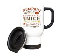 Giftme Autumn's Embrace, Pumpkin Spice and Everything Nice, Insulated Travel Mug, Tea, Coffee Mug. (White)