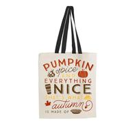 Giftme Autumn's Embrace, Pumpkin Spice and Everything Nice, Shopping Bag, Tote Bag. (Black Handle)