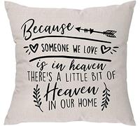 Giftme Because Someone We Love Is In Heaven There's A Little Bit Of Heaven In Our Home Home decor Linen Throw Pillow/Cushion Cover.