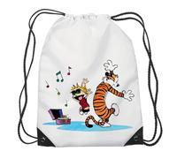 Giftme Calvin and Hobbes Dancing with Music, Cartoon Character, Drawstring Bag Gym Sports Bag.