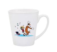 Giftme Calvin and Hobbes Dancing with Music, Cartoon Character, Unique Latte Ceramic Mug. (12oz)