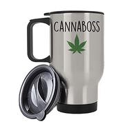 Giftme Cannaboss Leaf Marijuana Grower for Men, Women Travel Silver/White Tea/Coffee Mug. (Silver)