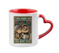 Giftme Carl and Ellie, You and Me We Got This, Retro Sign Poster, 11oz Heart Handle Ceramic Mug. (Red)