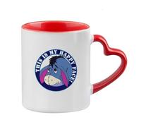 Giftme Cartoon Cute Eeyore Donkey, This is My Happy Face!, 11oz Heart Handle Ceramic Mug. (Red)