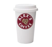 Giftme Costa Coffee Personalised 10oz Dual Wall Eco Insulated White Ceramic Travel Mug with White Lid, Reusable Cup